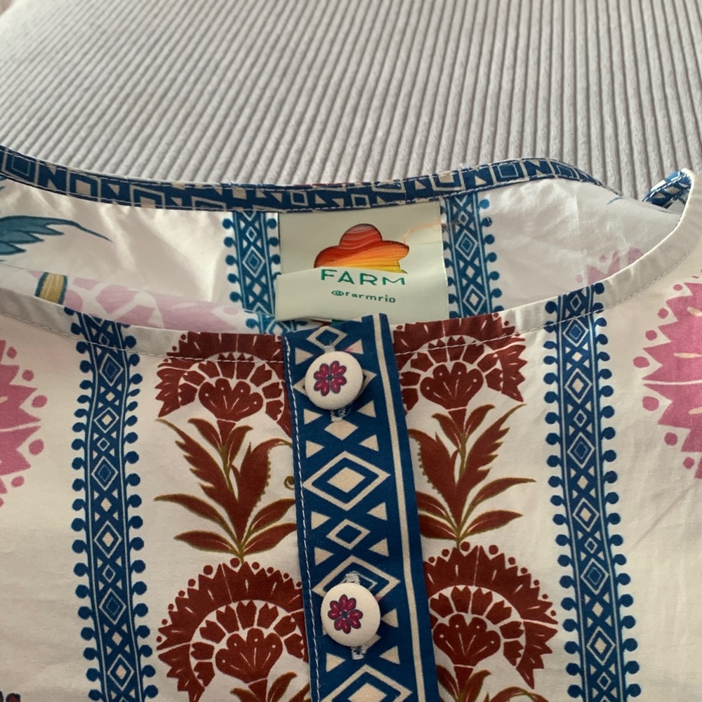 FARM Rio size XL Romantic lightness Multicolor Floral Romper puff sleeve white s - Picture 5 of 12